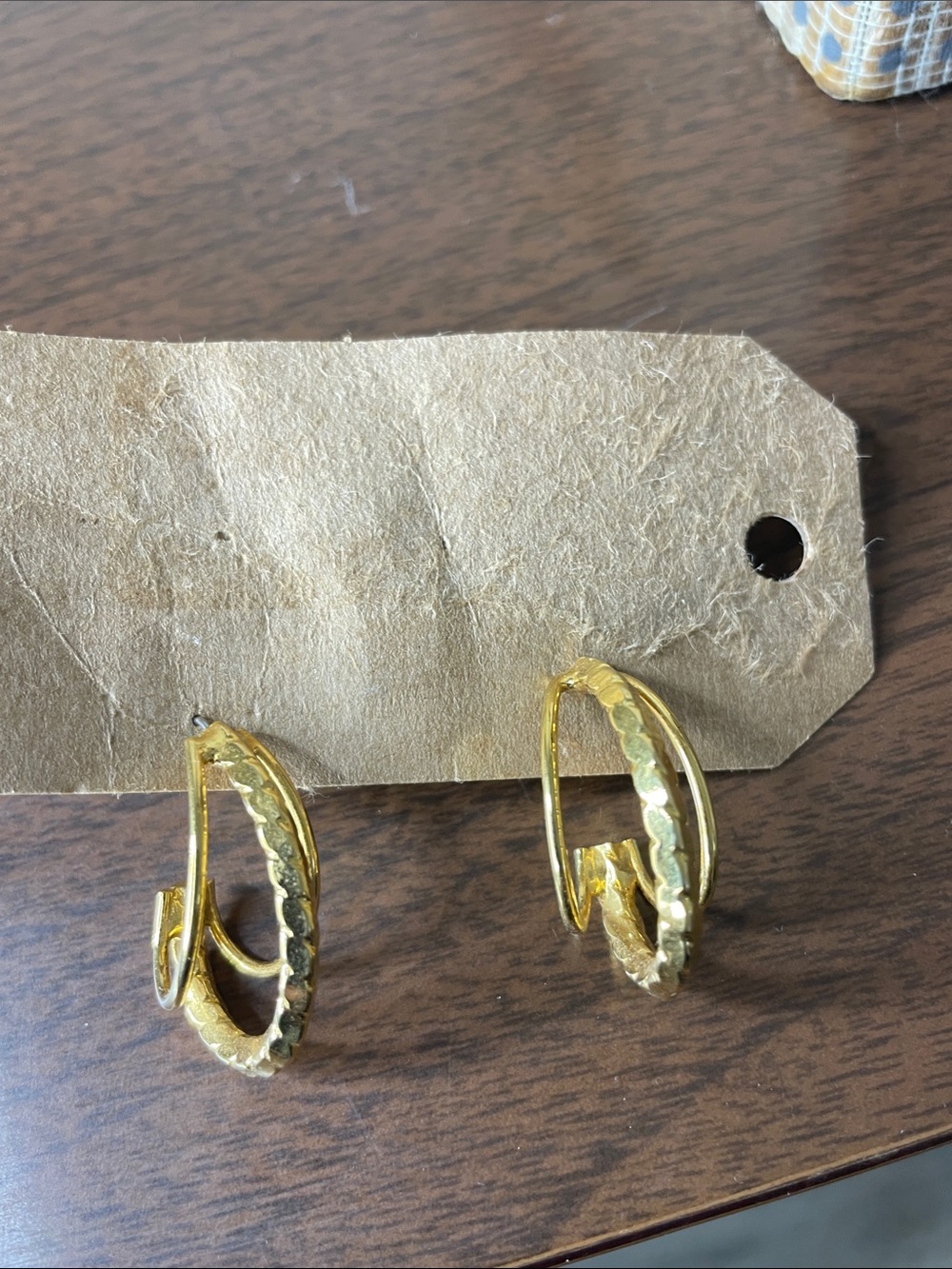Gold-Tone Textured Hoop Earrings